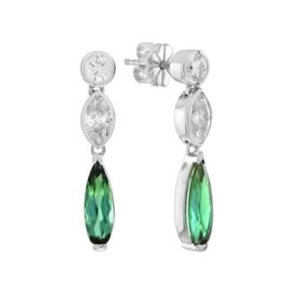 20743GT Green Tourmaline & Diamond Earrings in 14KT White Gold