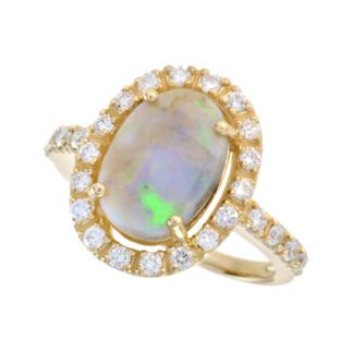 44013O Unique Opal & Diamond Ring in 14KT Yellow Gold
