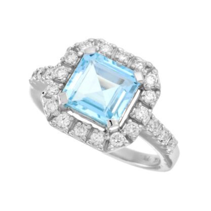 446533Q Classic Aquamarine & Diamond Halo Ring in 14KT Gold