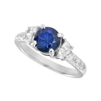 47184S Vintage Sapphire & Diamond Ring in 14KT White Gold
