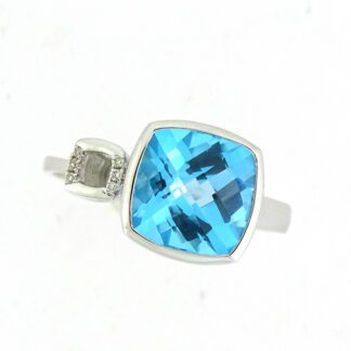 10894T Mod Blue Topaz and Diamond Ring in 14KT White Gold