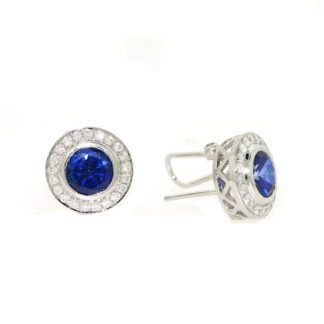 7759S French Clip Sapphire & Diamond Earrings in 14KT Gold