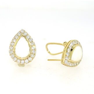 979315O Clip Opal & Diamond Earrings in 14KT Yellow Gold