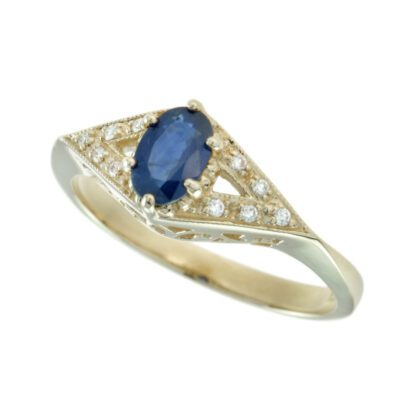 0095S Vintage Sapphire & Diamond Ring in 10KT Yellow Gold