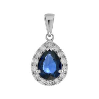 20833S Classic Sapphire & Diamond Pendant in 14KT White Gold