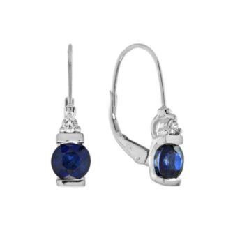 23491S Euro Wire Sapphire & Diamond Earrings in 10KT White Gold