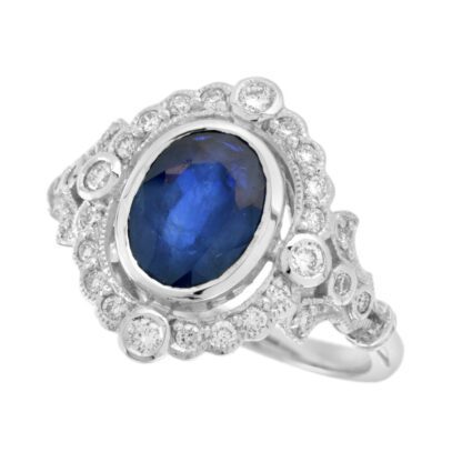 3149S Vintage Sapphire & Diamond in 14KT White Gold
