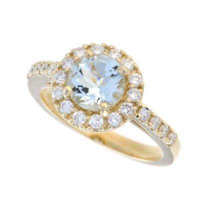 43715Q-Y Classic Aquamarine & Diamond Ring in 14KT Yellow Gold