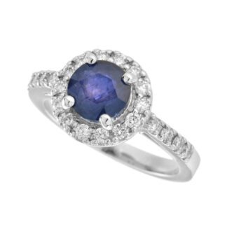 43715S Classic Sapphire & Diamond Ring in 14KT White Gold
