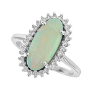 46841O Australian Opal & Diamond Ring in 14KT White Gold