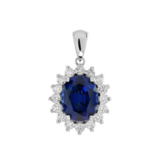 45912S Sapphire & Diamond Pendant in 14KT White Gold