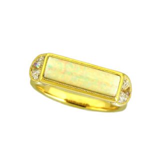 8790O Unique Opal & Diamond Ring in 14KT Yellow Gold
