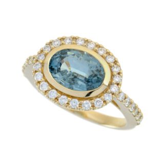 4367CS Classic Ceylon Sapphire & Diamond Halo Ring in 14KT White Gold