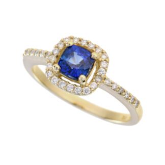 44665S Classic Sapphire & Diamond Ring in 10KT Yellow Gold
