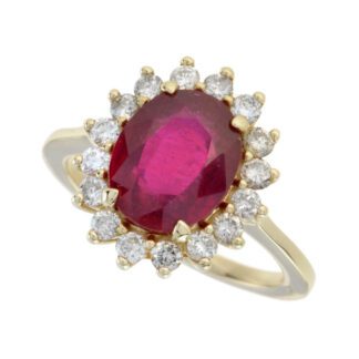 45914R Unique Ruby & Diamond Ring Set in 14KT Yellow Gold
