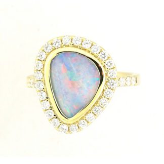 11327O-Y Free Form Opal & Diamond Ring in 14KT Yellow Gold