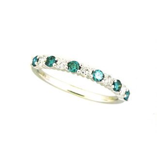 13166 Blue & White Diamond Ring in 14KT White Gold