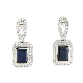 13168S Natural Sapphire & Diamond Earrings in 14KT White Gold