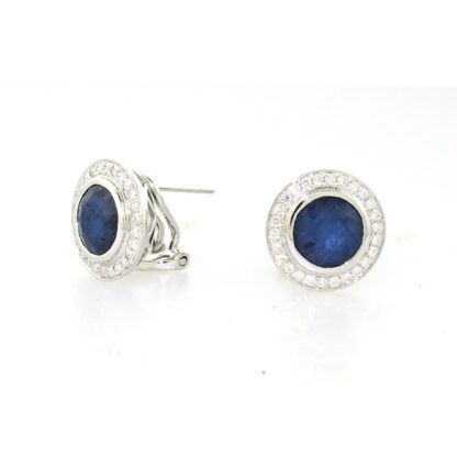 77592S Natural Sapphire & Diamond Earrings in 14KT White Gold