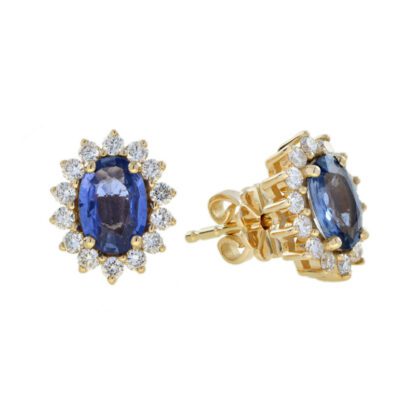 46521S-Y Natural Sapphire & Diamond Earrings in 14KT Yellow Gold