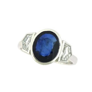 13137S Unique Sapphire & Diamond Ring in 14KT White Gold