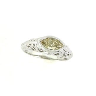 24122 Vintage Canary Marquis Diamond Ring in 14KT White Gold
