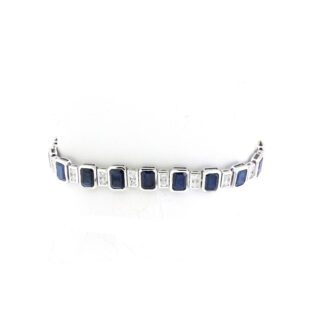 31550S Natural Sapphire & Diamond Bracelet in 14KT White Gold