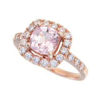 4578M Morganite & Diamond Halo Ring in 14KT Rose Gold