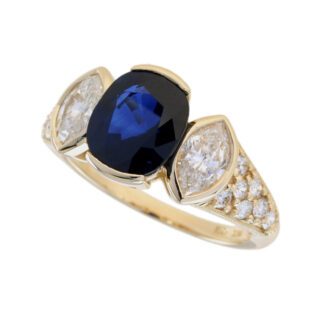 5451S Natural Sapphire & Diamond Ring in 14KT Yellow Gold