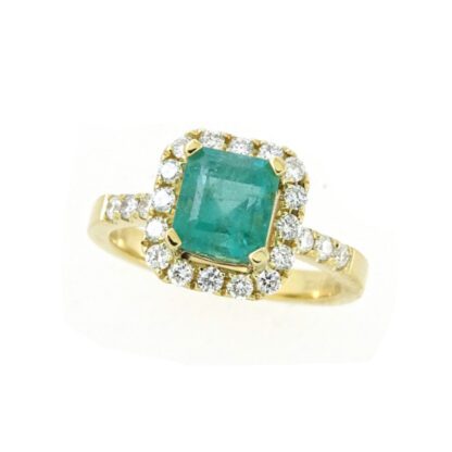 87901E Natural Emerald & Diamond Ring in 14KT Yellow Gold