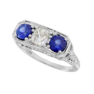 940152S Asher Diamond & Sapphire Ring in 14KT White Gold