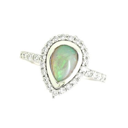 983445O Unique Opal & Diamond Ring in 14KT White Gold