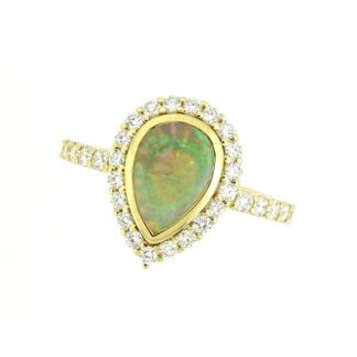 983445O-Y Unique Opal & Diamond Ring in 14KT Yellow Gold