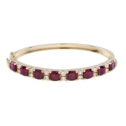 0063R Natural Ruby and Diamond Bracelet in 14KT Yellow Gold