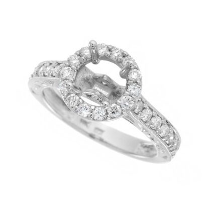 46860 Semi mount with Diamonds in 14KT White Gold
