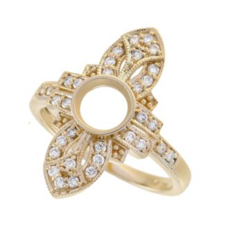 529323-Y Vintage Semi mount with Diamonds in 14KT Yellow Gold