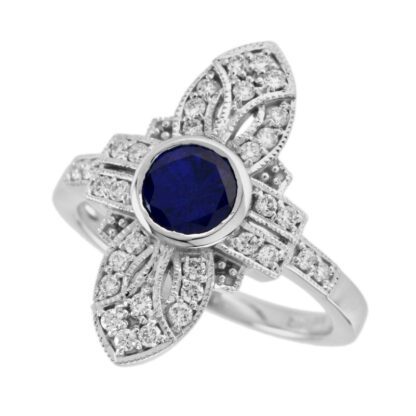 529323S Vintage Sapphire & Diamond Ring in 14KT White Gold