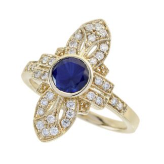 529352S Vintage Sapphire & Diamond Ring in 14KT Yellow Gold