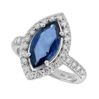 5482S Natural Sapphire & Diamond Ring in 14KT White Gold