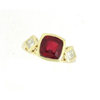 13209R Unique Ruby & Diamond Ring in 14KT Yellow Gold