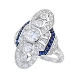 209314S Vintage Sapphire & Diamond Ring in 14KT White Gold