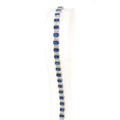 31550S Natural Sapphire & Diamond Bracelet in 14KT White Gold