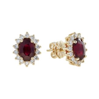 4652101R Natural Ruby & Diamond Earrings in 10KT Yellow Gold