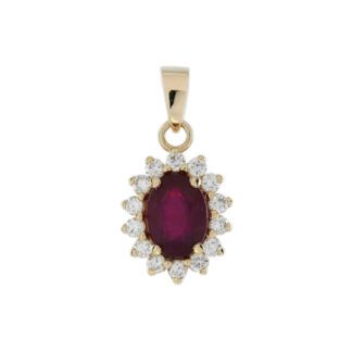 4652102R Natural Ruby & Diamond Pendant in 10KT Yellow Gold