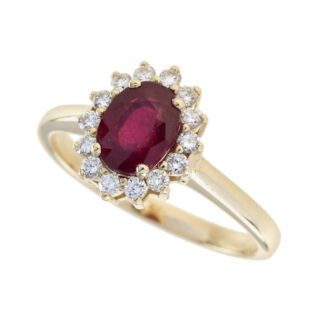 465210R Classic Ruby & Diamond Ring in 10KT Yellow Gold