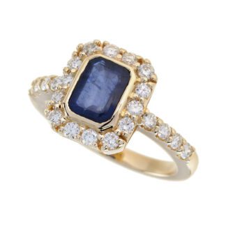 5526S Sapphire & Diamond Bezel Ring in 14KT Yellow Gold