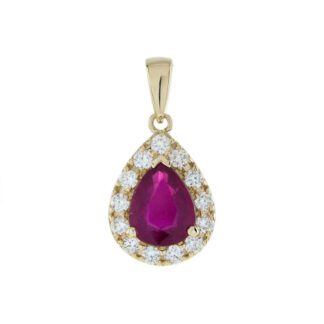 20833R Ruby & Diamond Pendant in 14KT Yellow Gold