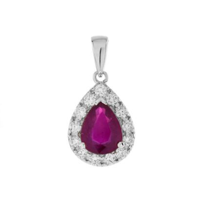 20833R-W Ruby & Diamond Pendant in 14KT White Gold