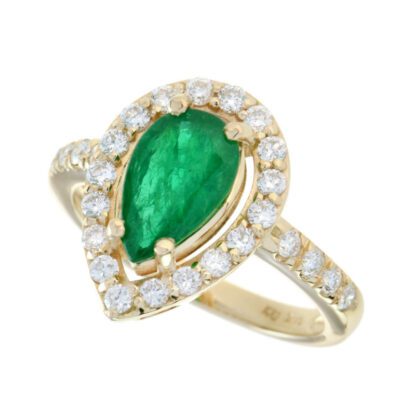 5136E Unique Emerald & Diamond Ring in 14KT Yellow Gold