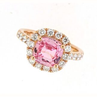 879019M Princess Morganite & Diamond Ring in 14KT Rose Gold